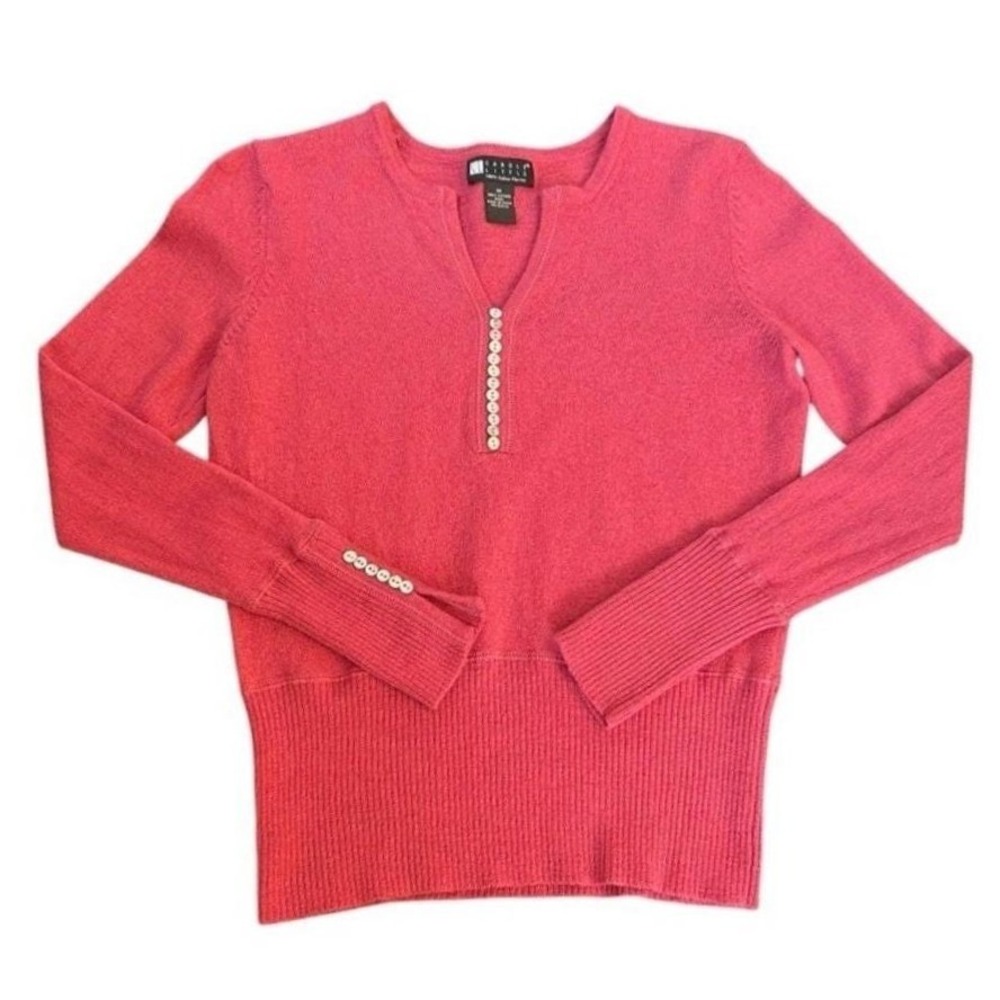 Carole Little 100% Italian Merino Wool Sweater M 90s Minimalist Y2K Quiet Luxury